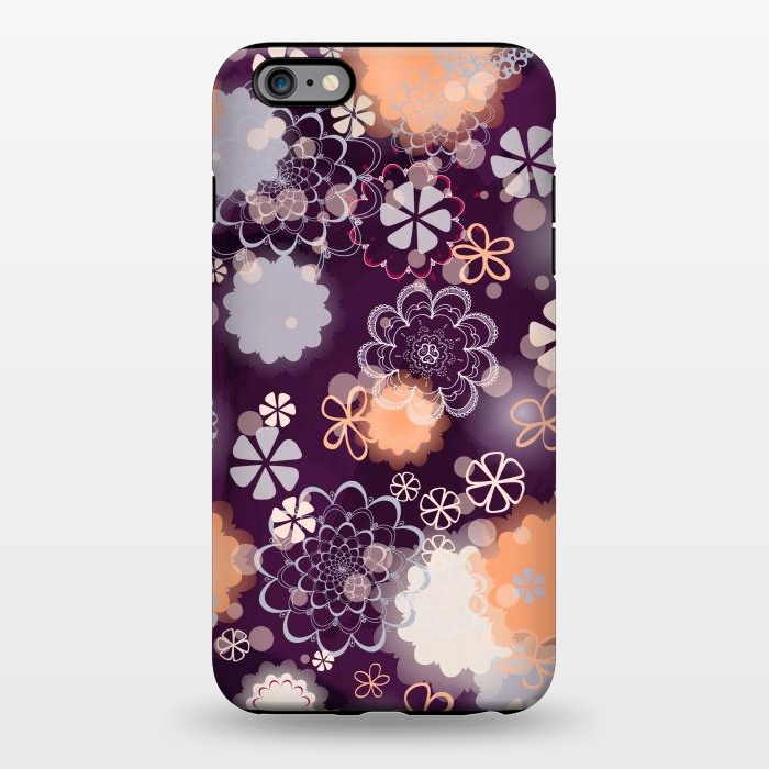 iPhone 6/6s plus StrongFit Lacy Flowers on Dark Purple by Paula Ohreen