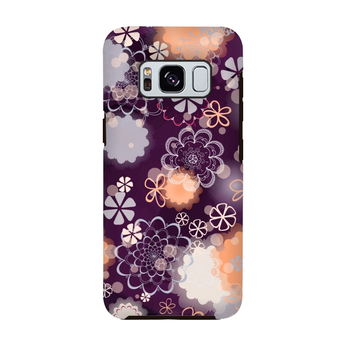 Galaxy S8 StrongFit Lacy Flowers on Dark Purple by Paula Ohreen