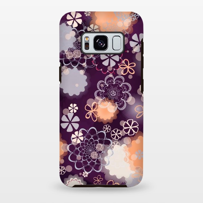 Galaxy S8 plus StrongFit Lacy Flowers on Dark Purple by Paula Ohreen