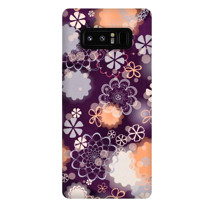 Galaxy Note 8 StrongFit Lacy Flowers on Dark Purple by Paula Ohreen