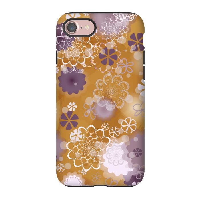 iPhone 7 StrongFit Lacy Flowers on Mustard by Paula Ohreen