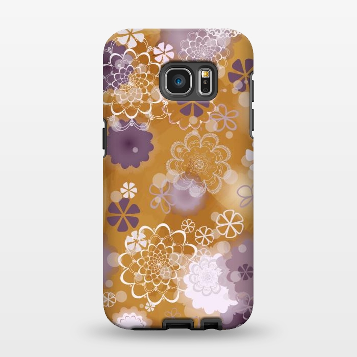Galaxy S7 EDGE StrongFit Lacy Flowers on Mustard by Paula Ohreen