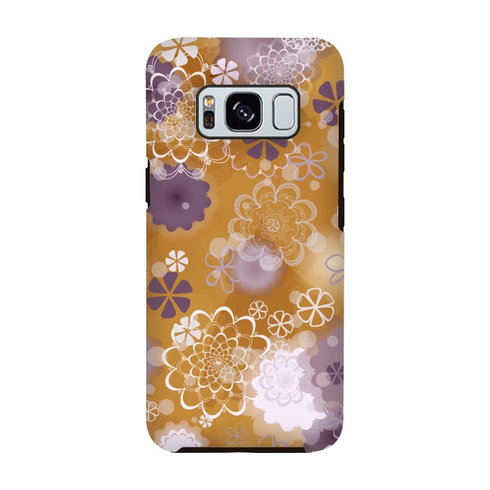 Galaxy S8 StrongFit Lacy Flowers on Mustard by Paula Ohreen