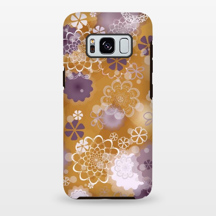Galaxy S8 plus StrongFit Lacy Flowers on Mustard by Paula Ohreen