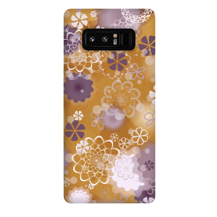 Galaxy Note 8 StrongFit Lacy Flowers on Mustard by Paula Ohreen