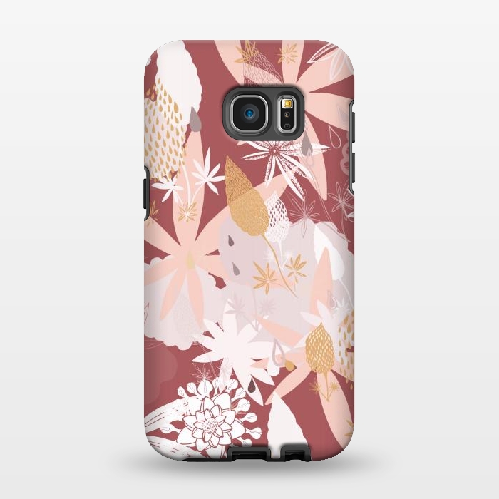 Galaxy S7 EDGE StrongFit Lovely Lupins on Red by Paula Ohreen