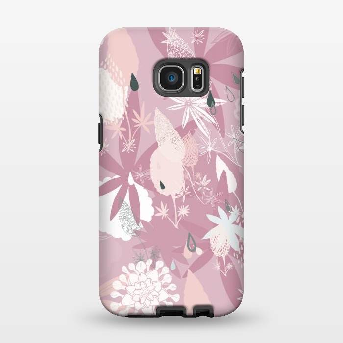 Galaxy S7 EDGE StrongFit Lovely Lupins on Dusty Pink by Paula Ohreen