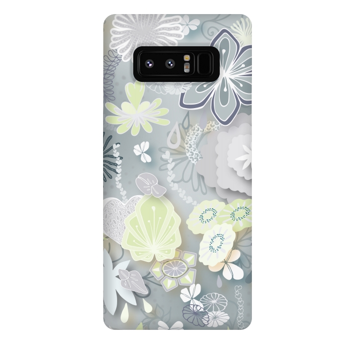 Galaxy Note 8 StrongFit Paper-Cut Florals on Grey by Paula Ohreen