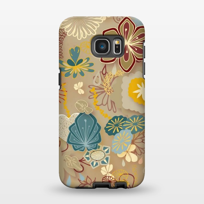 Galaxy S7 EDGE StrongFit Paper-Cut Florals on Gold by Paula Ohreen