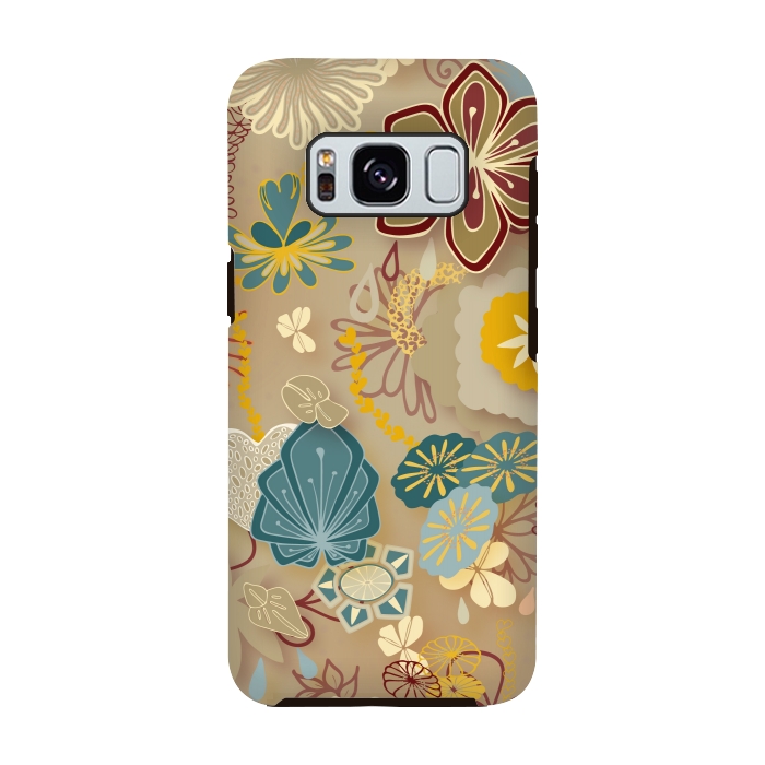 Galaxy S8 StrongFit Paper-Cut Florals on Gold by Paula Ohreen