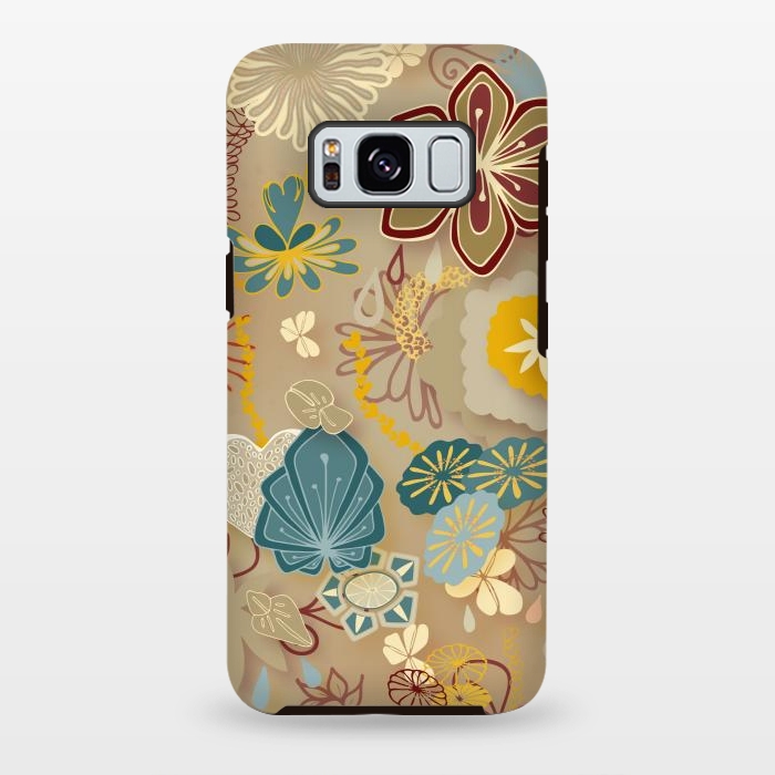 Galaxy S8 plus StrongFit Paper-Cut Florals on Gold by Paula Ohreen