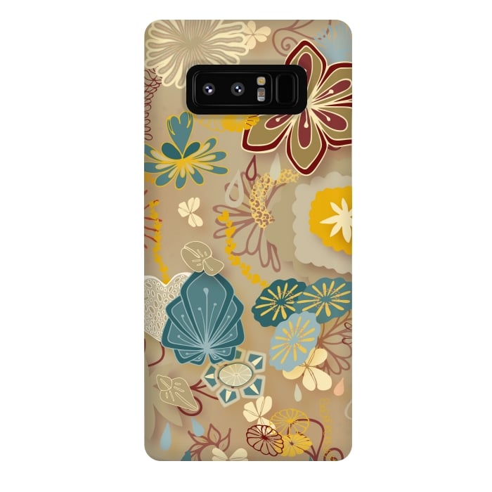 Galaxy Note 8 StrongFit Paper-Cut Florals on Gold by Paula Ohreen