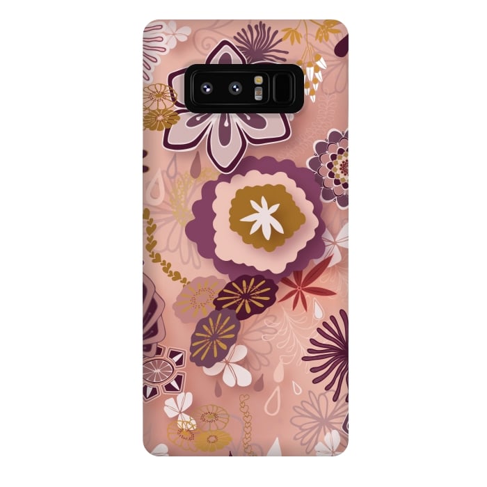 Galaxy Note 8 StrongFit Paper-Cut Florals on Pink by Paula Ohreen