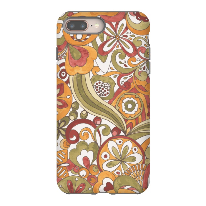iPhone 7 plus StrongFit Retro Colouring Book in Green, Red and Gold by Paula Ohreen