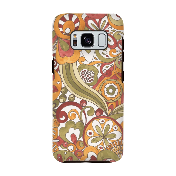 Galaxy S8 StrongFit Retro Colouring Book in Green, Red and Gold by Paula Ohreen