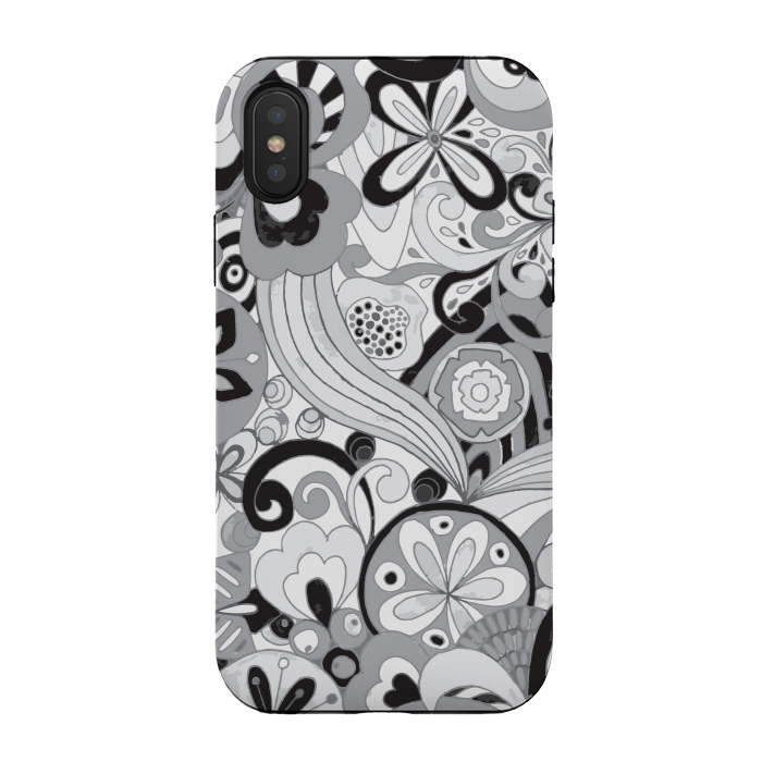 iPhone Xs / X StrongFit Retro Colouring Booking in Black and White by Paula Ohreen