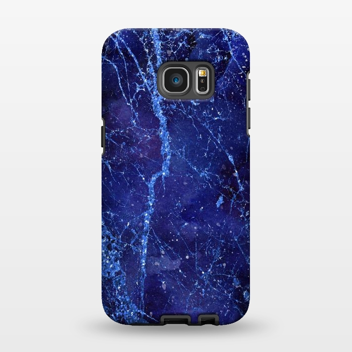 Galaxy S7 EDGE StrongFit Blue Marbled Glitter 2 by Andrea Haase