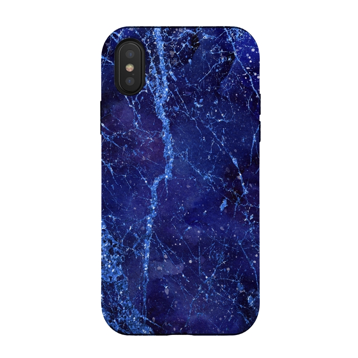 iPhone Xs / X StrongFit Blue Marbled Glitter 2 by Andrea Haase