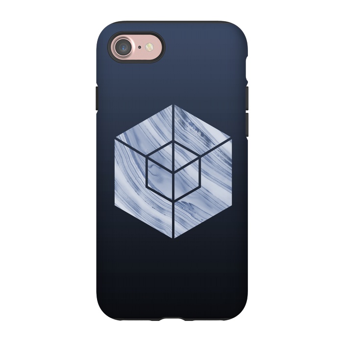 iPhone 7 StrongFit Marbled Hexagon In Shades Of Blue by Andrea Haase