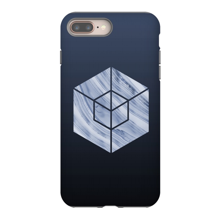 iPhone 7 plus StrongFit Marbled Hexagon In Shades Of Blue by Andrea Haase