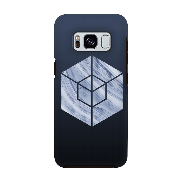 Galaxy S8 StrongFit Marbled Hexagon In Shades Of Blue by Andrea Haase