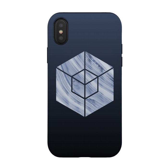 iPhone Xs / X StrongFit Marbled Hexagon In Shades Of Blue by Andrea Haase