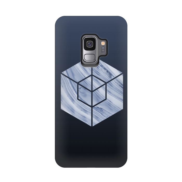 Galaxy S9 StrongFit Marbled Hexagon In Shades Of Blue by Andrea Haase