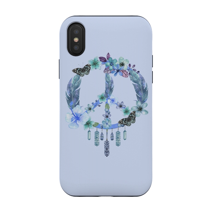 iPhone Xs / X StrongFit Blue Peace Dreamcatcher by Andrea Haase