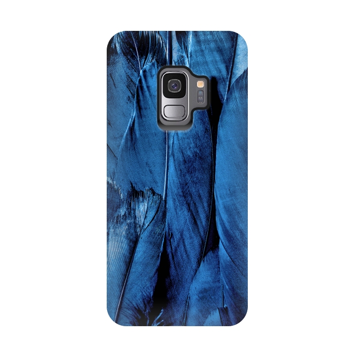 Galaxy S9 StrongFit Dark Blue Feathers by Andrea Haase