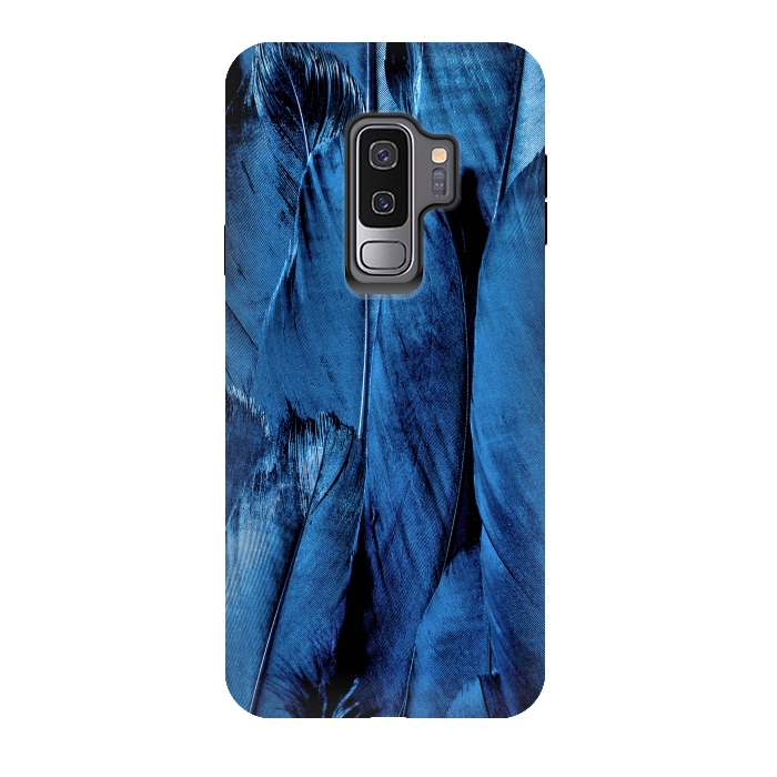 Galaxy S9 plus StrongFit Dark Blue Feathers by Andrea Haase