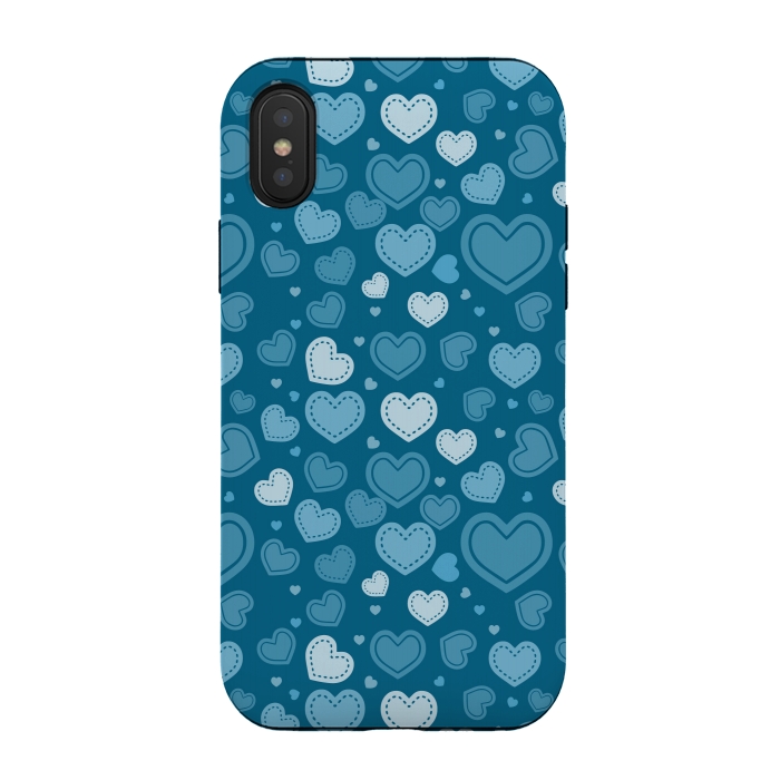 iPhone Xs / X StrongFit Blue Hearts by TMSarts