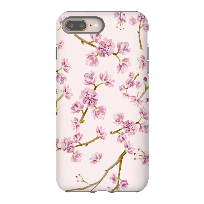iPhone 7 plus StrongFit Pink Spring Cherry Blossom Pattern by  Utart