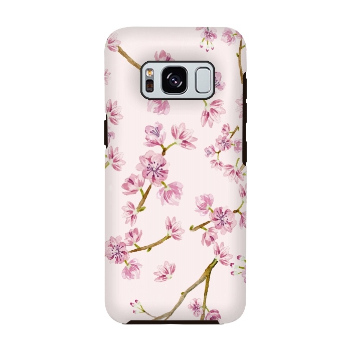 Galaxy S8 StrongFit Pink Spring Cherry Blossom Pattern by  Utart