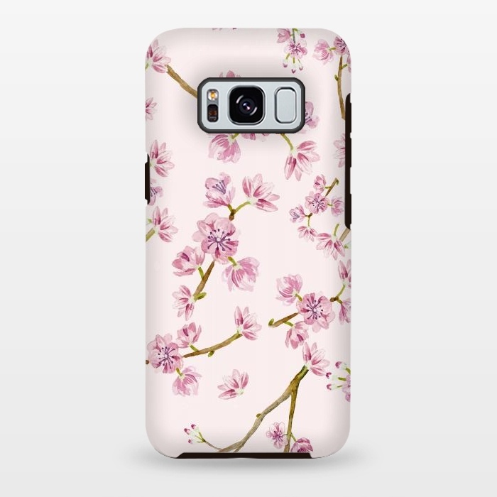 Galaxy S8 plus StrongFit Pink Spring Cherry Blossom Pattern by  Utart