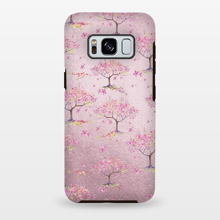 Galaxy S8 plus StrongFit Pink Metal Cherry Blossom Trees Pattern by  Utart