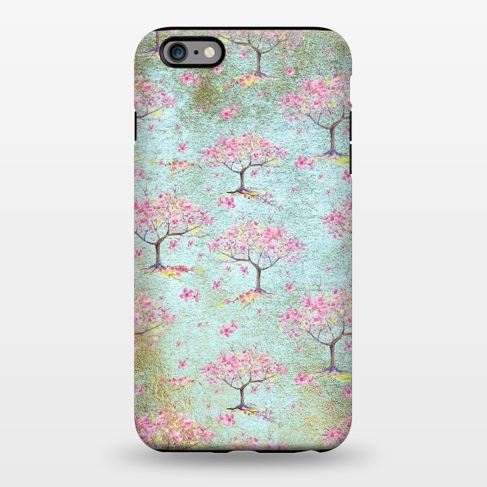 iPhone 6/6s plus StrongFit Shiny Teal Spring Metal Cherry Blossom Tree Pattern by  Utart
