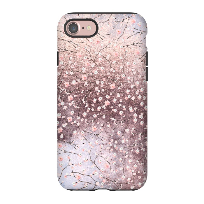 iPhone 7 StrongFit Metal vintage Pink Cherry Blossom Pattern by  Utart