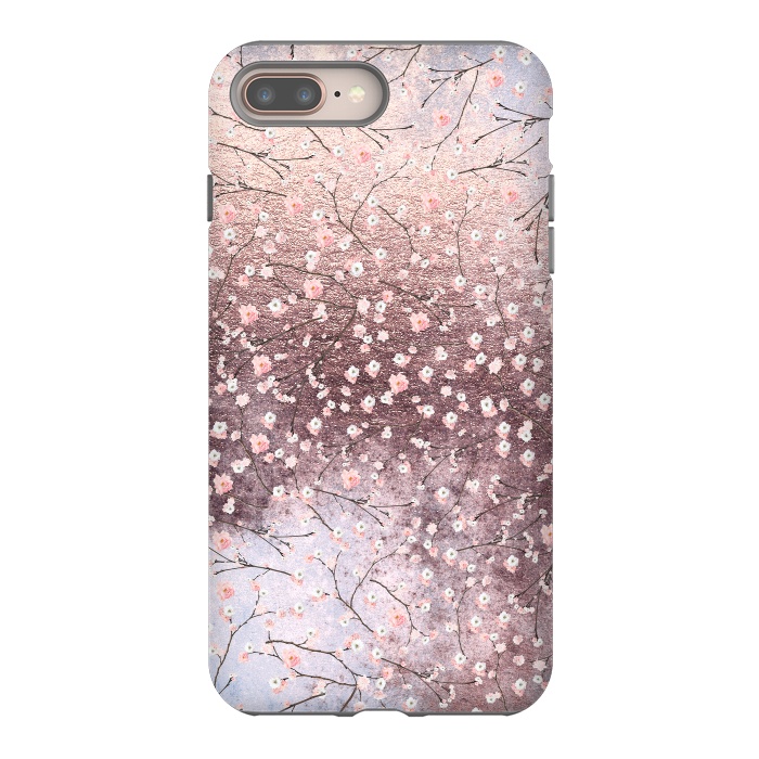 iPhone 7 plus StrongFit Metal vintage Pink Cherry Blossom Pattern by  Utart