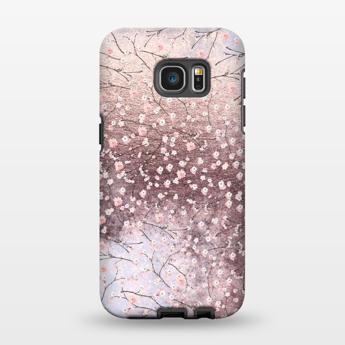 Galaxy S7 EDGE StrongFit Metal vintage Pink Cherry Blossom Pattern by  Utart