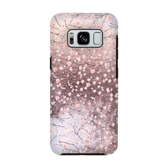 Galaxy S8 StrongFit Metal vintage Pink Cherry Blossom Pattern by  Utart