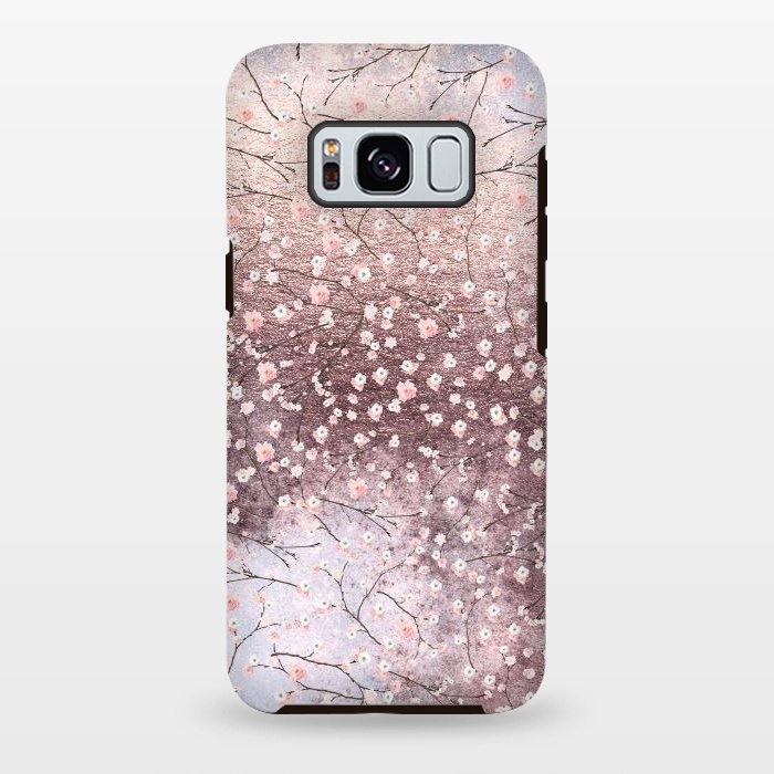Galaxy S8 plus StrongFit Metal vintage Pink Cherry Blossom Pattern by  Utart