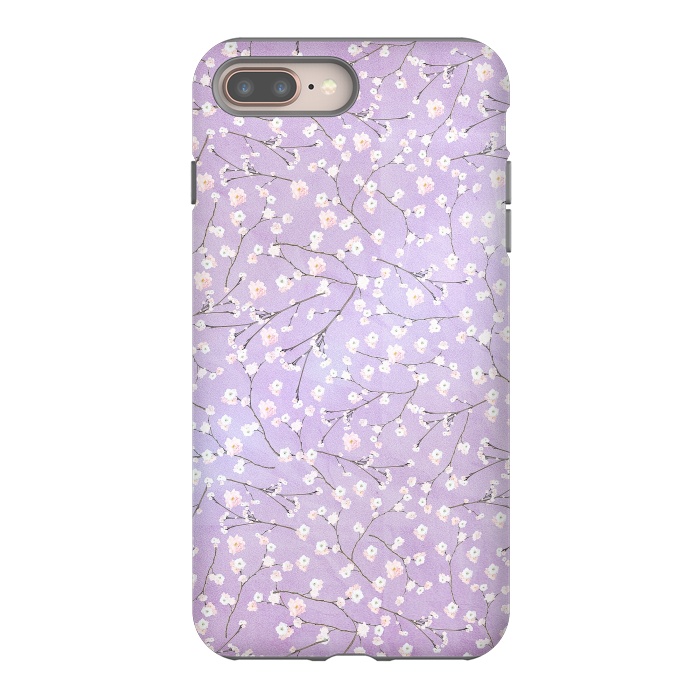 iPhone 7 plus StrongFit Purple Watercolor Spring Cherry Blossom Pattern by  Utart