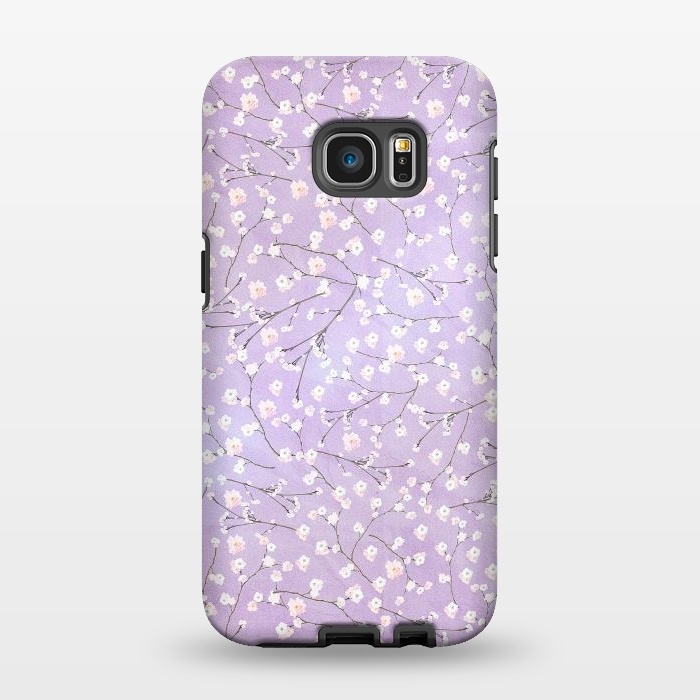 Galaxy S7 EDGE StrongFit Purple Watercolor Spring Cherry Blossom Pattern by  Utart