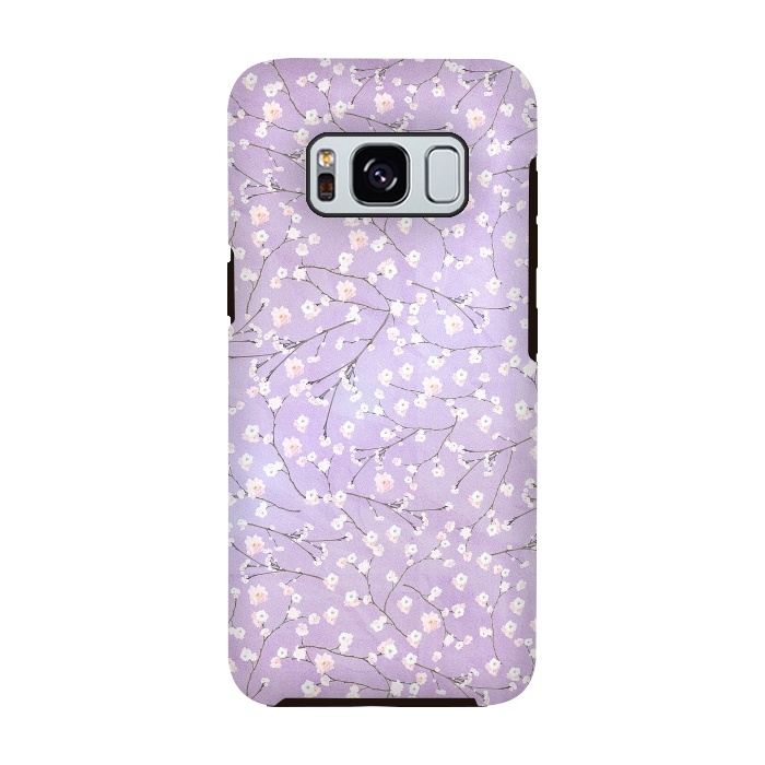 Galaxy S8 StrongFit Purple Watercolor Spring Cherry Blossom Pattern by  Utart