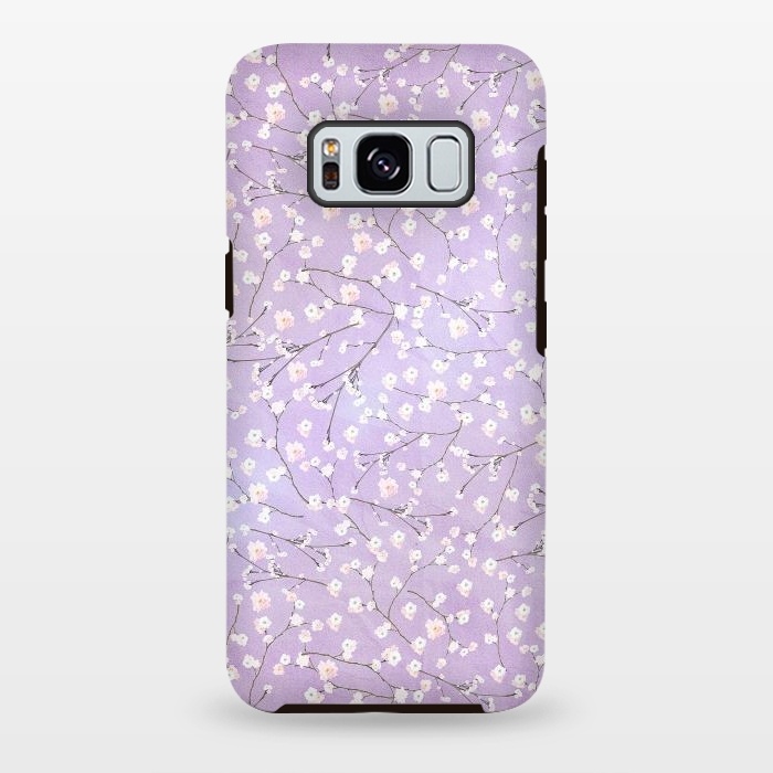 Galaxy S8 plus StrongFit Purple Watercolor Spring Cherry Blossom Pattern by  Utart
