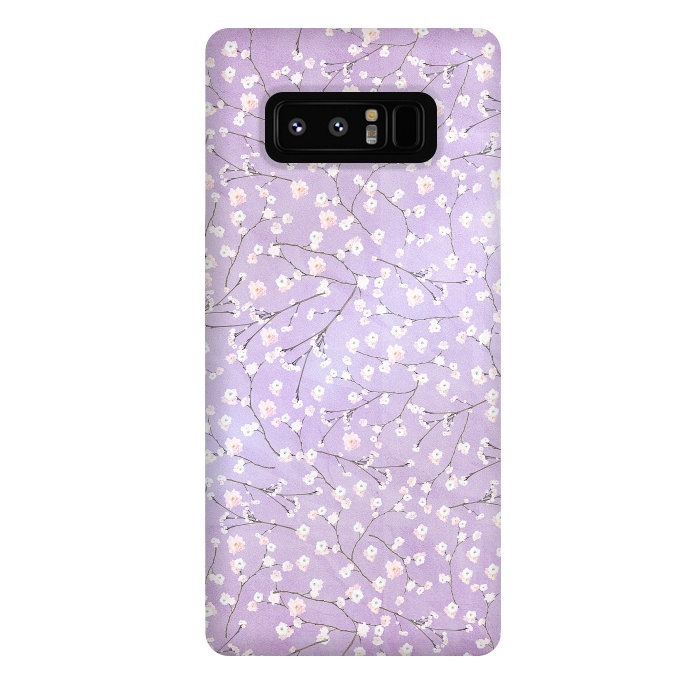 Galaxy Note 8 StrongFit Purple Watercolor Spring Cherry Blossom Pattern by  Utart