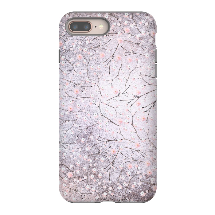 iPhone 7 plus StrongFit Purple Gray Metal Shiny Cherry Blossom Pattern by  Utart