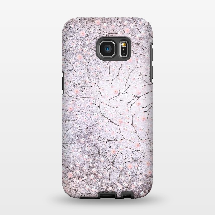 Galaxy S7 EDGE StrongFit Purple Gray Metal Shiny Cherry Blossom Pattern by  Utart