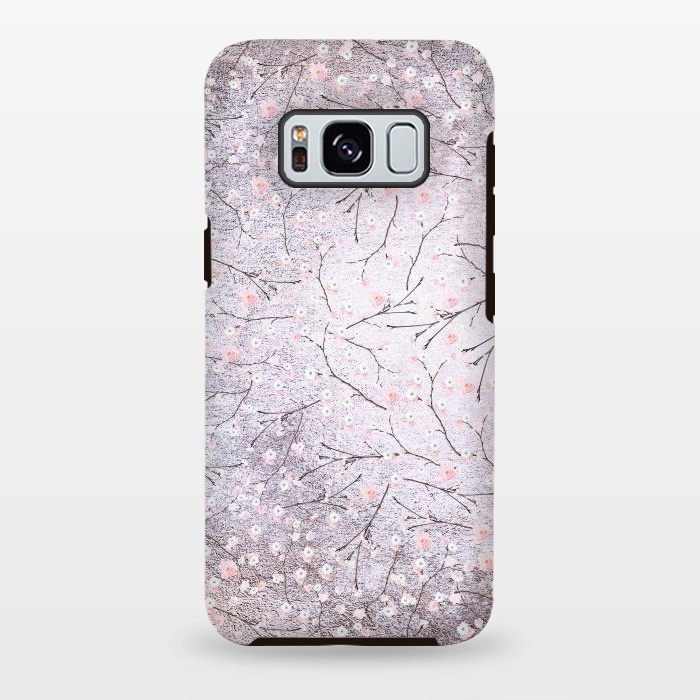 Galaxy S8 plus StrongFit Purple Gray Metal Shiny Cherry Blossom Pattern by  Utart