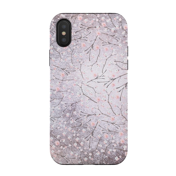 iPhone Xs / X StrongFit Purple Gray Metal Shiny Cherry Blossom Pattern by  Utart
